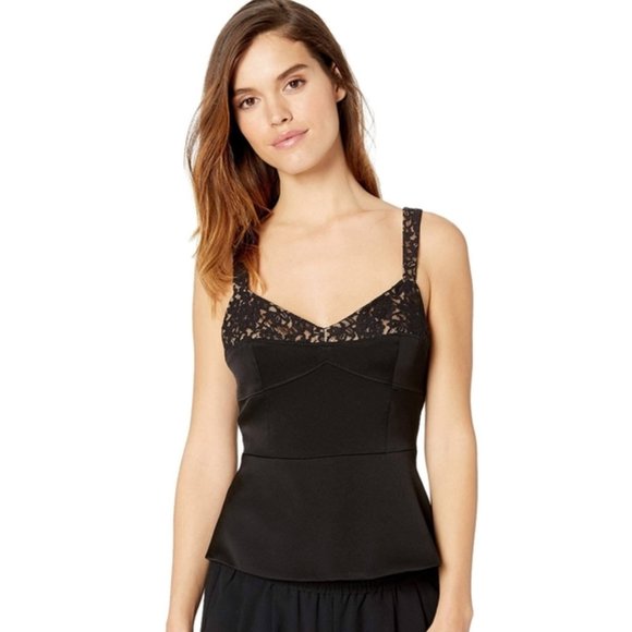 BCBGMaxAzria Corset Crepe Lace Trim Tank - Picture 2 of 9